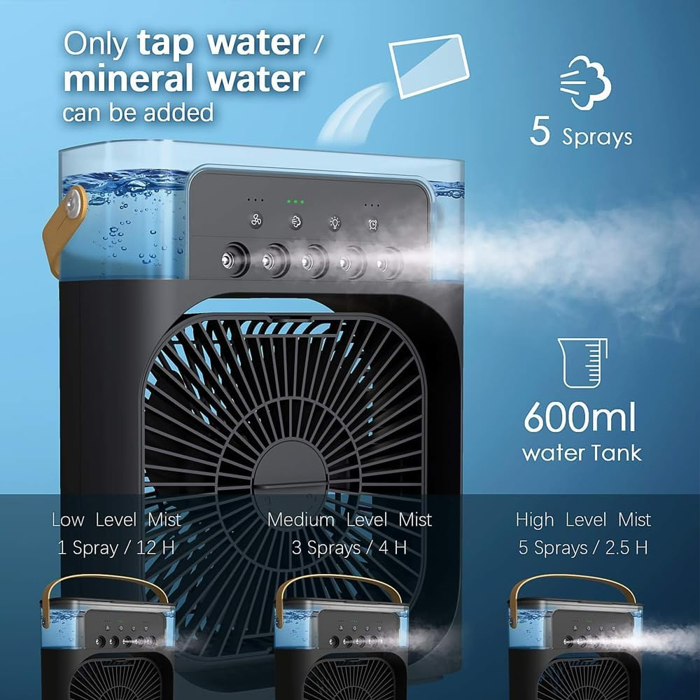 Portable Mini Air Cooler Fan – Black Personal Unit